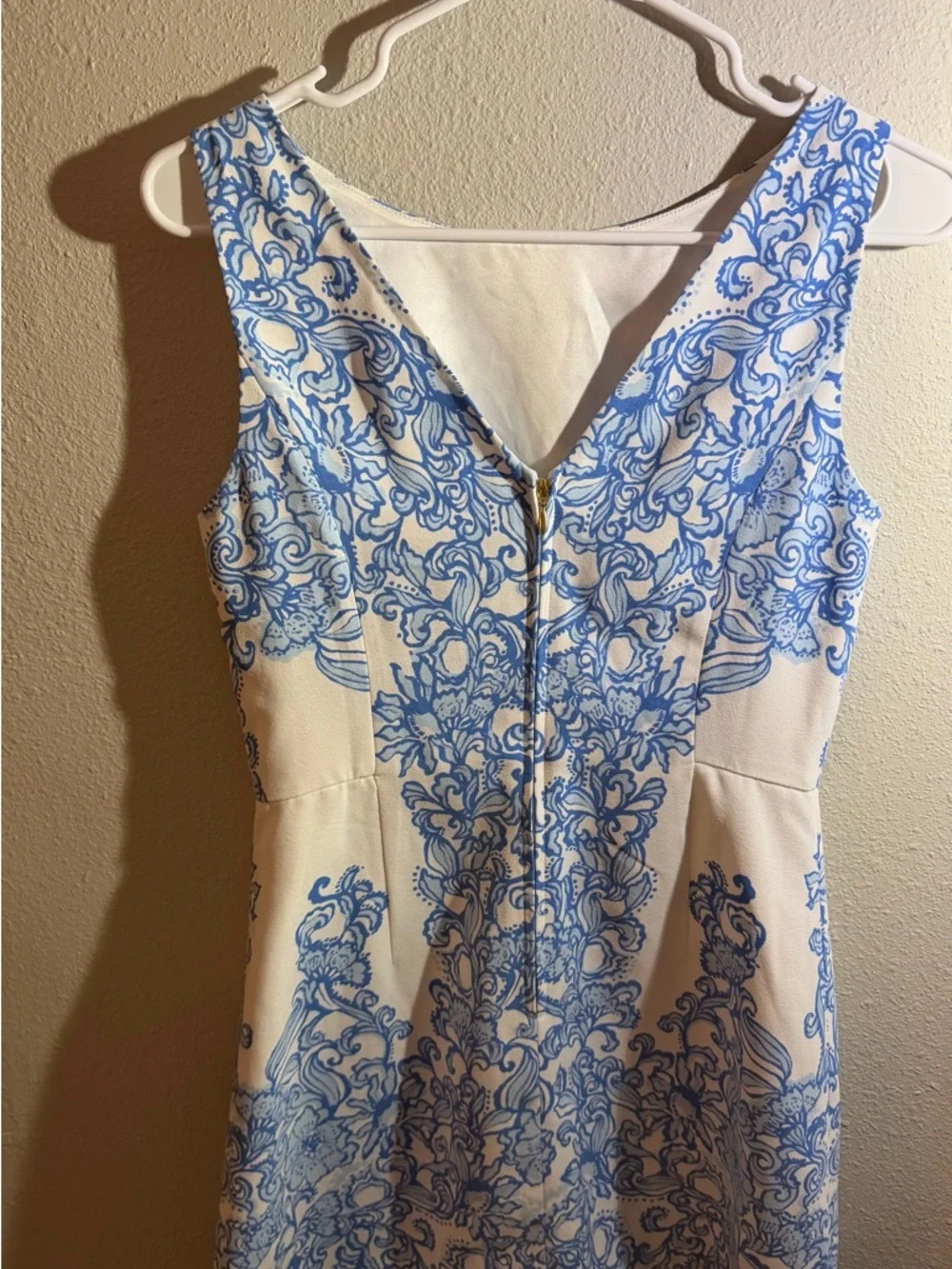 Lilly Pulitzer Blue & White Toile Printed Sleeveless Mini Shift Dress - Size 0 - Picture 6 of 7